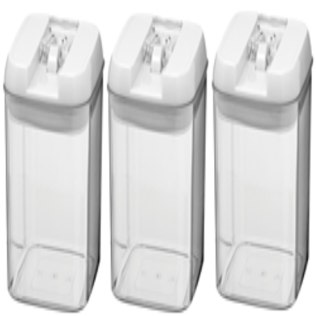 Kit 3 Potes Porta Mantimentos Pratik Hermético Plástico 800ml 16x10 Transparente