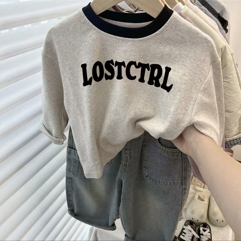 Crianças puro algodão de manga comprida camisetas médio pequeno crianças novo estilo meninos meninas topos moda bebê na 