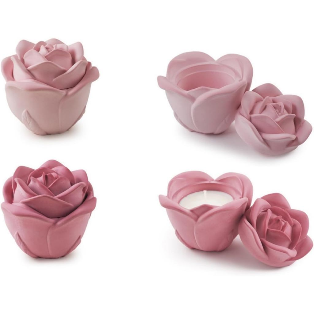 1 Conjunto De Moldes De Resina Para Jarra De Vela , Silicone Frascos De Rosa Com Tampa Fundição Epóxi Caixa De Armazenam