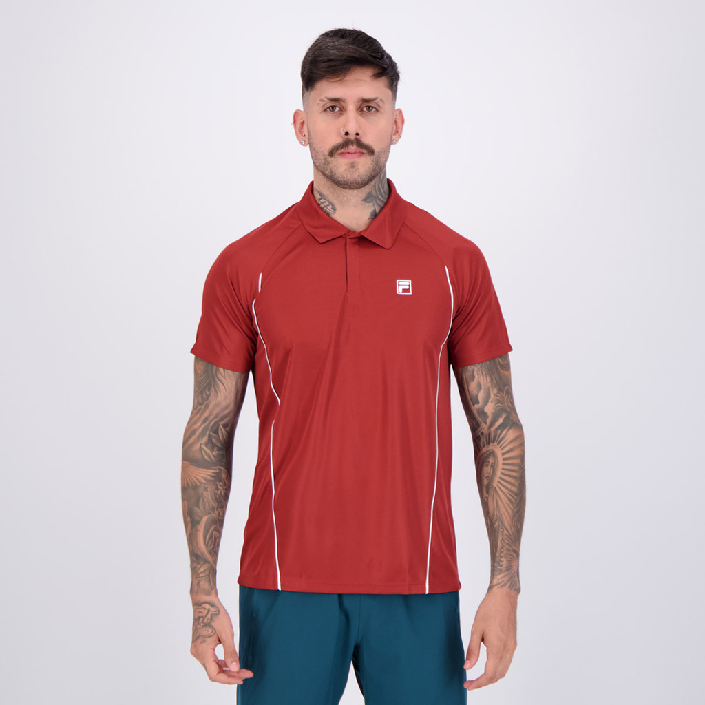 Polo Fila Match Bordô em Oferta na Shopee
