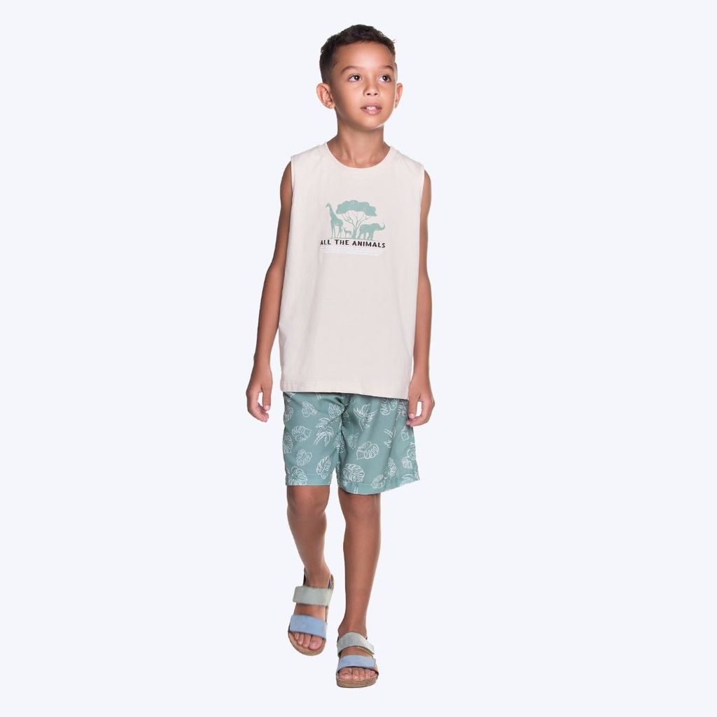 Conjunto Camiseta Regata e Bermuda Estampada Infantil Masculino Have Fun 29690