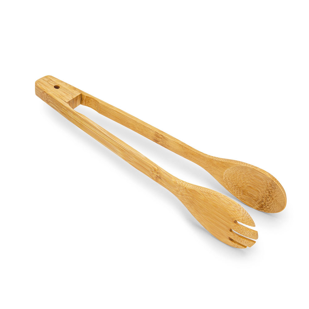 Imagem Pegador Multiuso De Bambu Pinça Multifuncional Utensílio De Servir Resistente 30cm
