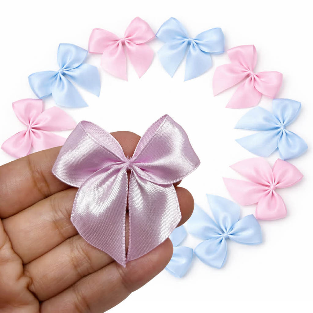 Laço Azul e Rosa em Cetim 20/40/100 UNIDADES - nº5 - 5 cm COM FITA PARA AMARRAR — imagem 2 de 2