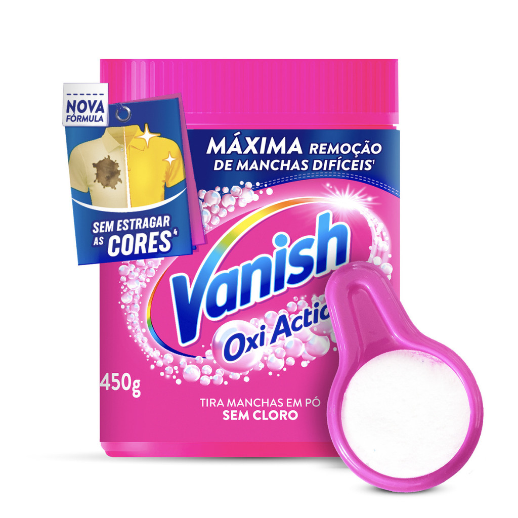 Tira Manchas Po Vanish Oxi Action 450G Roupas Coloridas em Oferta na Shopee
