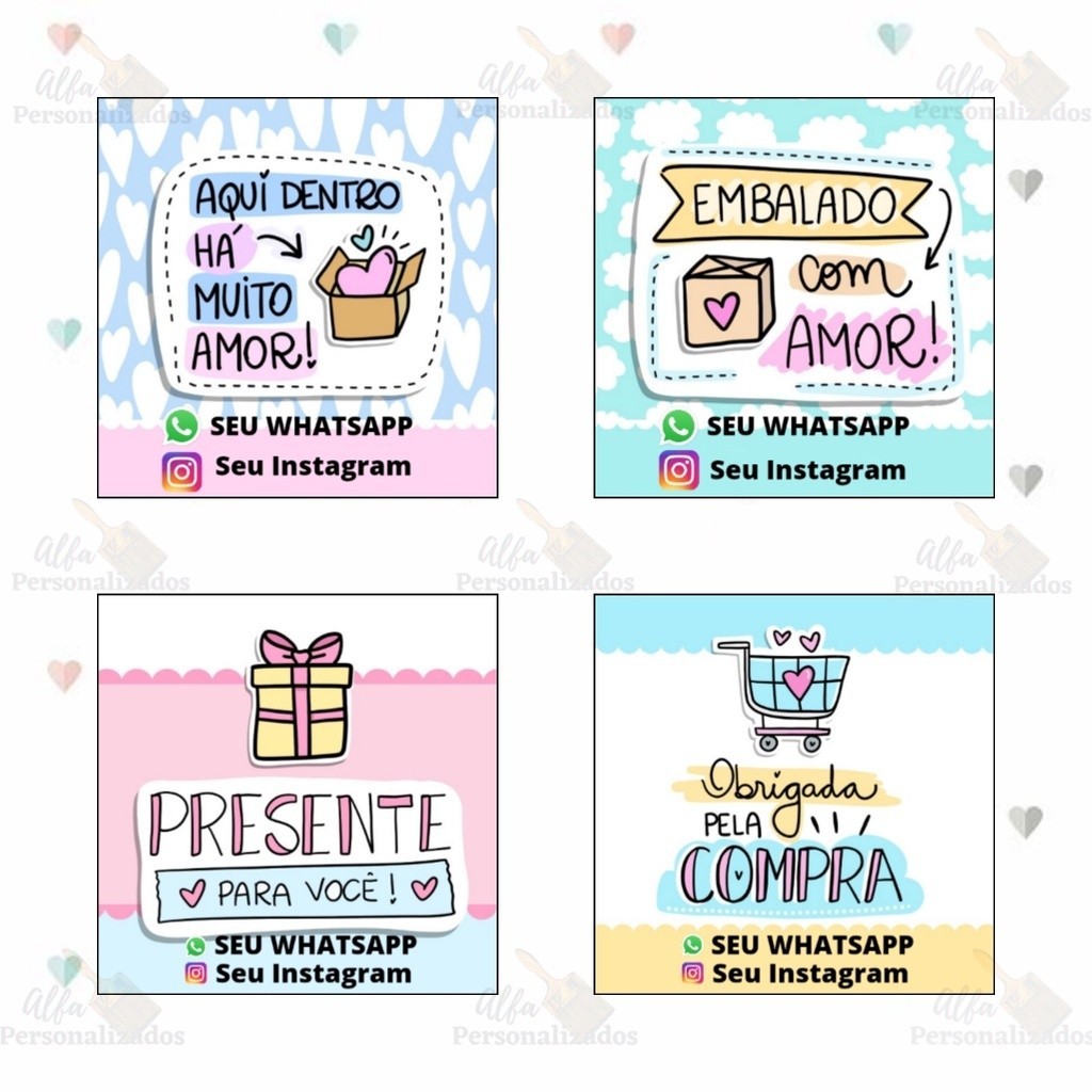 Tags Personalizadas/ Agradecimento ao Cliente 5x5cm 60 unidades