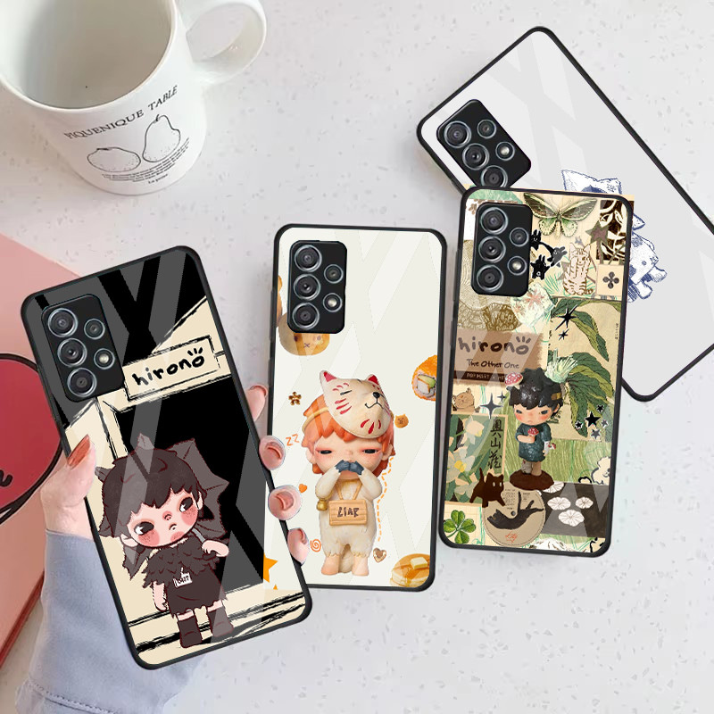 Hirio 04 Capa De Telefone De Vidro Para Samsung Galaxy A16 A15 A25 A35 A55 A53 A54 A34 A14 A32 A52 4G 5G A56 A54
