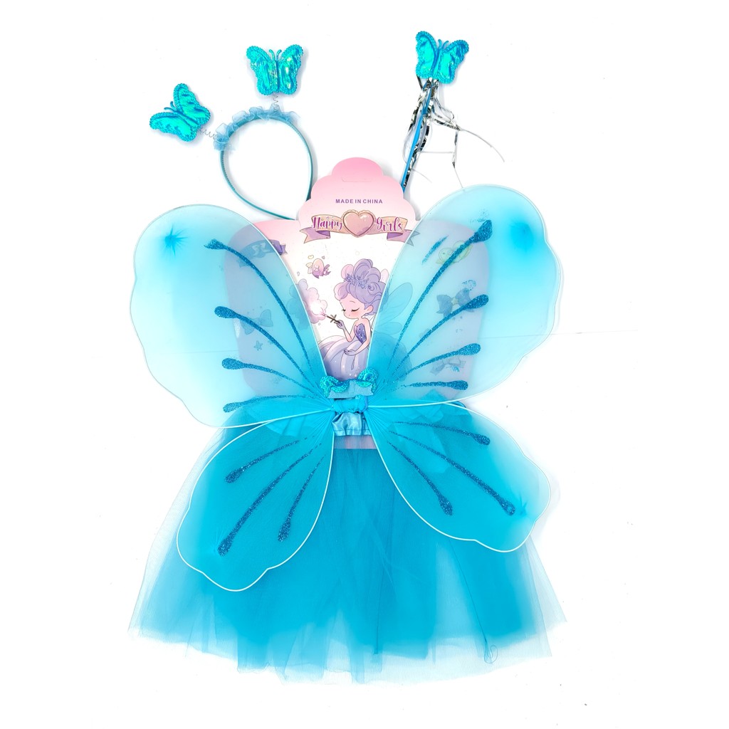 Kit Fada Saia + Tiara + Asa + Varinha Fantasia Festa/ Carnaval -INFANTIL cor aleatoria T-557-23 em Oferta na Shopee