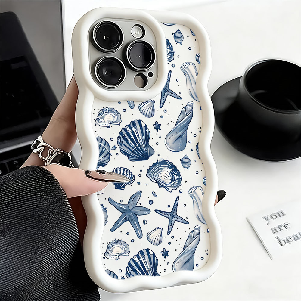 Mar Marinho Capa Capinha Silicone Anti-impacto Para IPhone 7 8 14 15 16 16E 13 11 12 17 Normal Pro Plus Max Caso De Tele