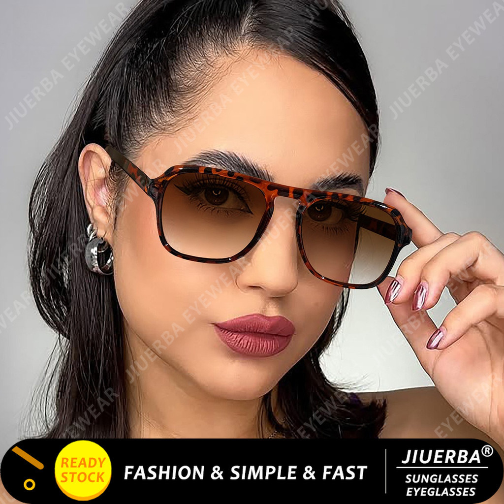 (JIUERBA) Óculos De Sol Unissex Aviator Pilot-Design Retrô De Ponte Única , Proteção UV400 , Várias Cores (Preto/Tartaru