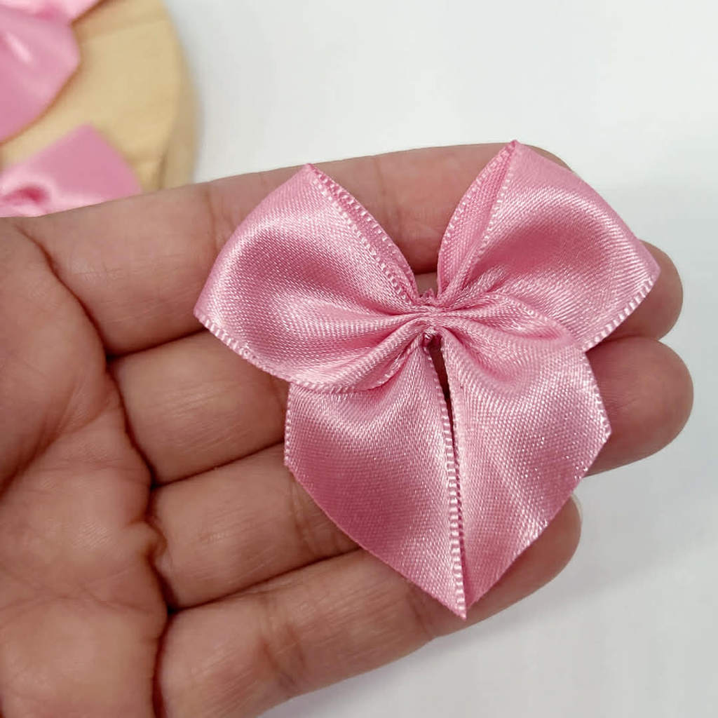 Laço Lacinho ROSA em Cetim 20/40/100 UNIDADES - nº5 - 5 cm COM FITA PARA AMARRAR
