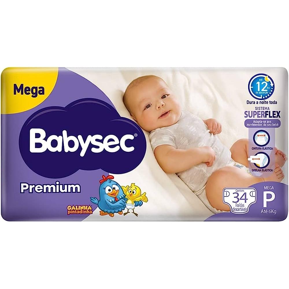 Fralda Descartável Babysec Galinha Pintadinha Premium Mega P - 34 Unidades
