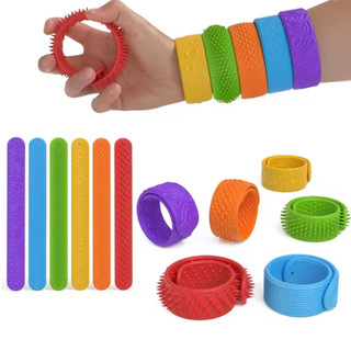 Pulseira Mordedor Sensorial Autismo TDAH ANTI STRESS Silicone com Texturas KIt 6 UND