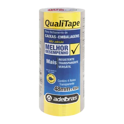 Fita para embalagem transparente 48mmX45m com 4 rolos Qualitape Adelbras