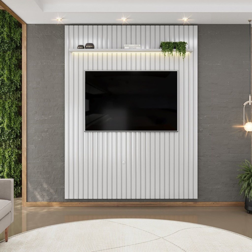 Painel Ripado para TV até 65 Polegadas com LED MDF 183CMX240CM Trento Bali