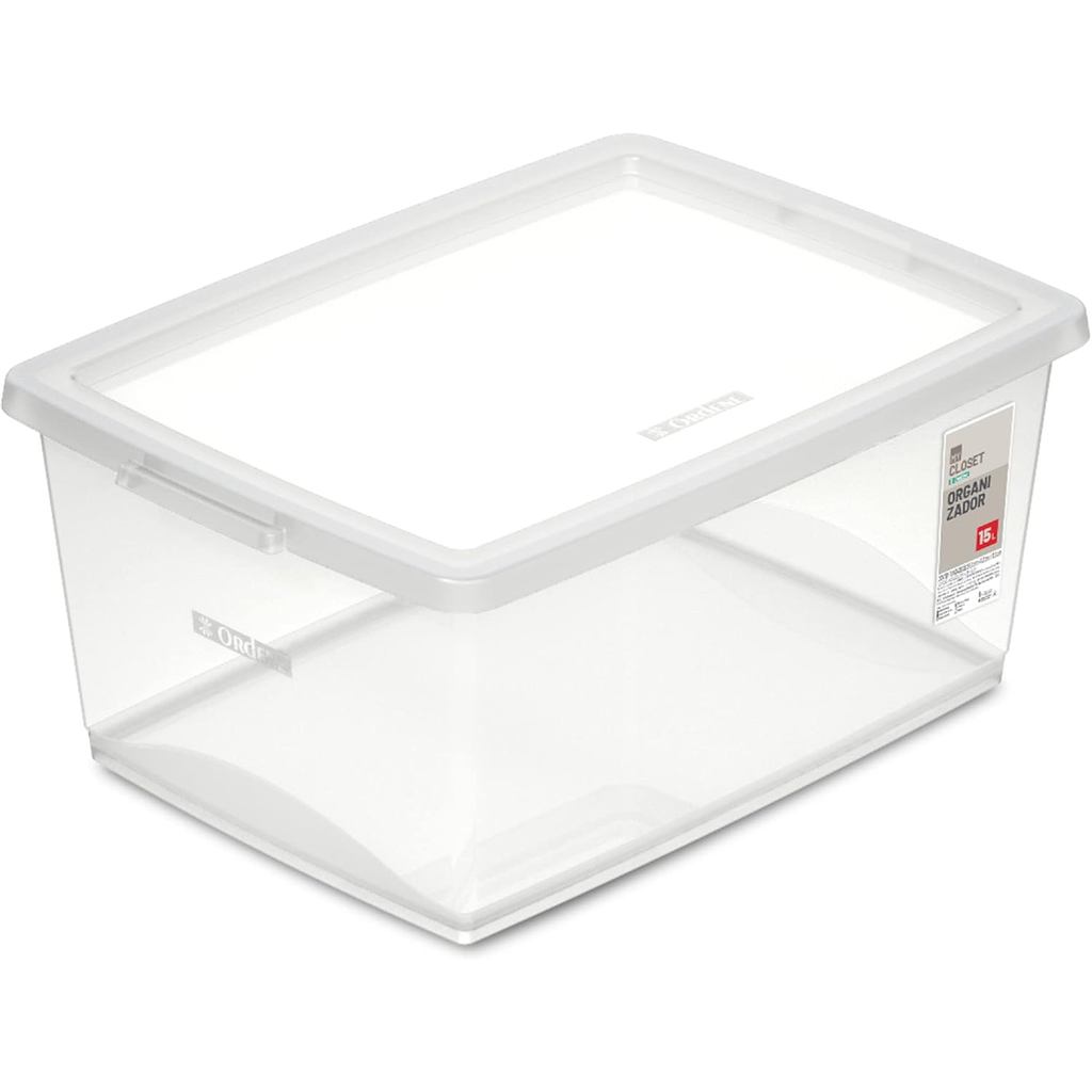 Caixa Organizadora Plástica Cristal 15l My Closet Ordene