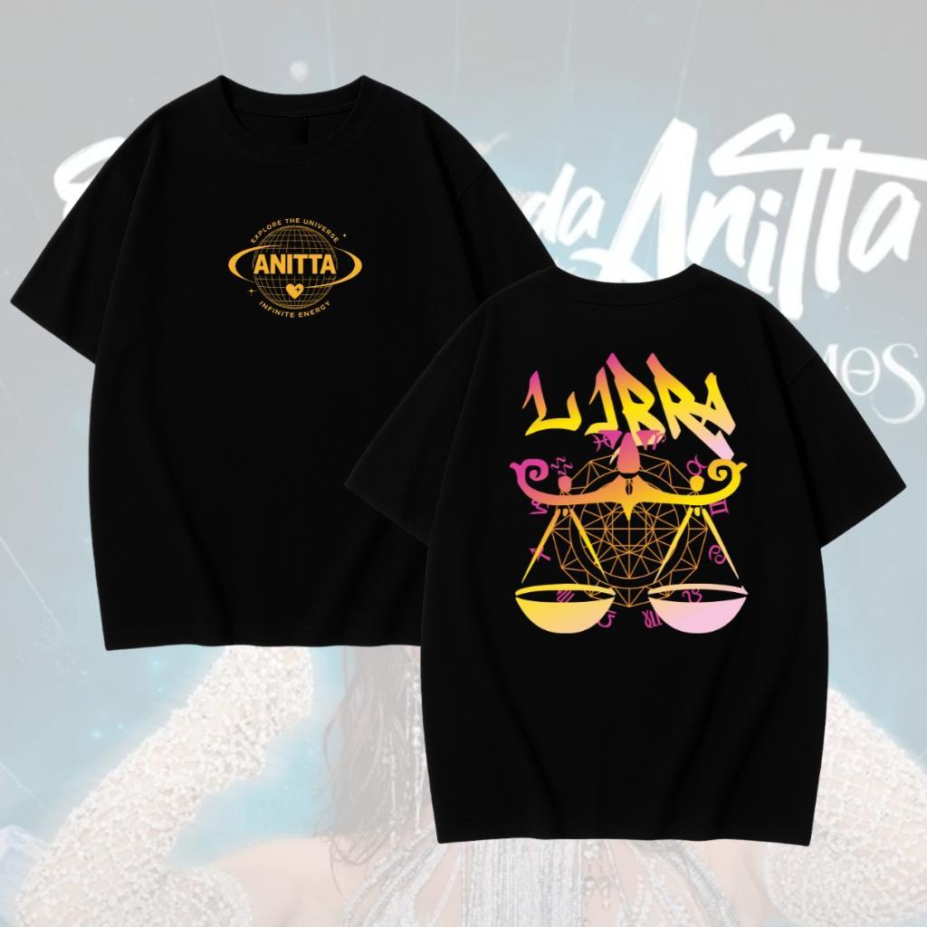 Camiseta Libra Signos Ensaios de Carnaval Anitta 2026 - Blusa 100% Algodão Street Masculina Funk Brasil