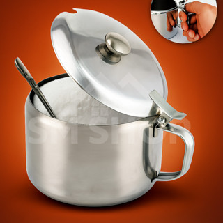 Açucareiro Em Aço Inox Com Capacidade 350 ml com Colher e Tampa Para Café – Elegância + Praticidade em Oferta na Shopee