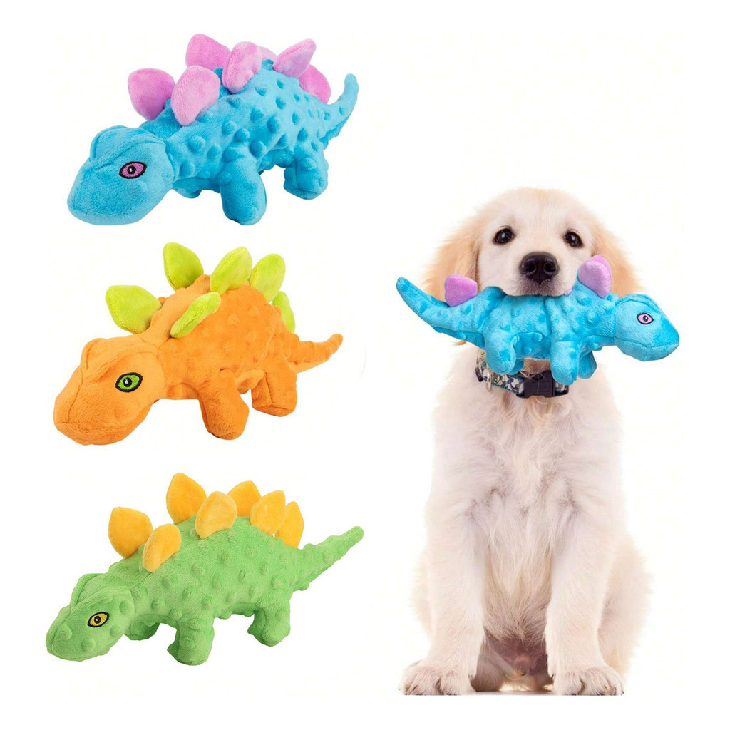 Brinquedos Premium para Cachorros | Pelúcia Mordedor, Som e Formato Animal Estegossauro