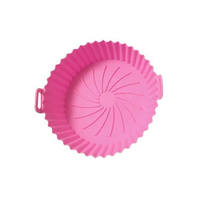 Forma Silicone Air Fryer Antiaderente Reutilizável Bandeja Tapete Rosa