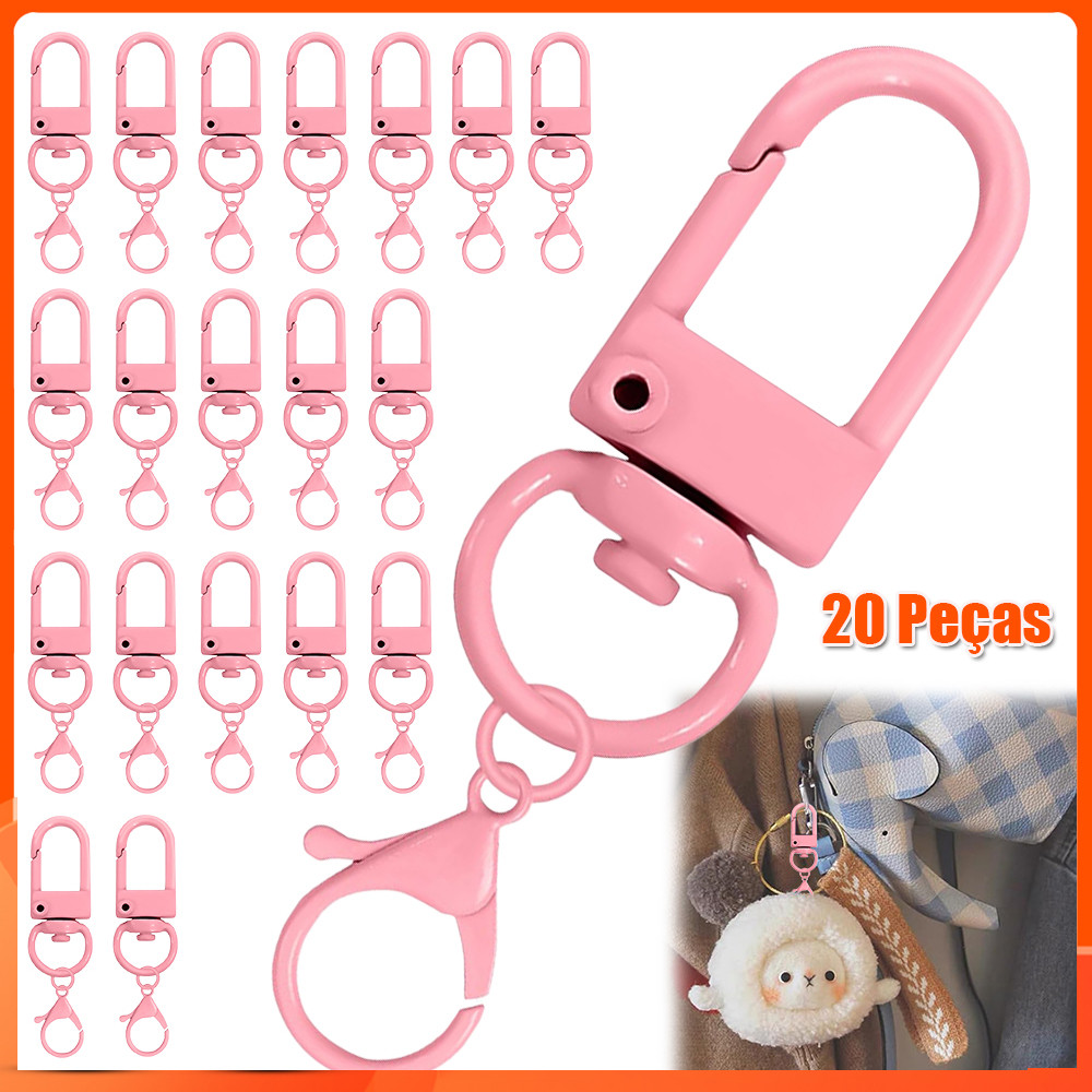 20 peças  Argola para chaveiro de ganchos de chaveiro de faça você mesmo chaveiro joias acessórios de fivela Rosa