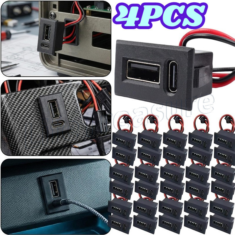 Soquetes Fêmeas USB Tipo C Duplo De Camada Dupla De 4/1 Unidade-Para Reparo De Caminhão De Carro-Adaptador De Carregamen
