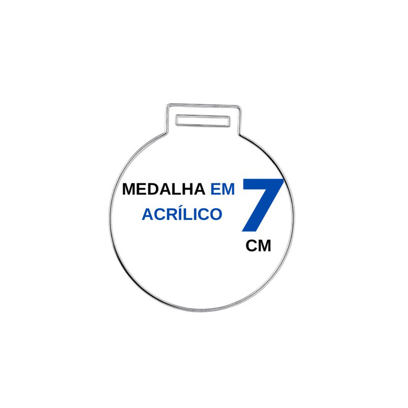 Medalha Acrílico Cristal 2mm Redonda Top Line Lisa 7cm Kit 30 - 50 - 100 unidades