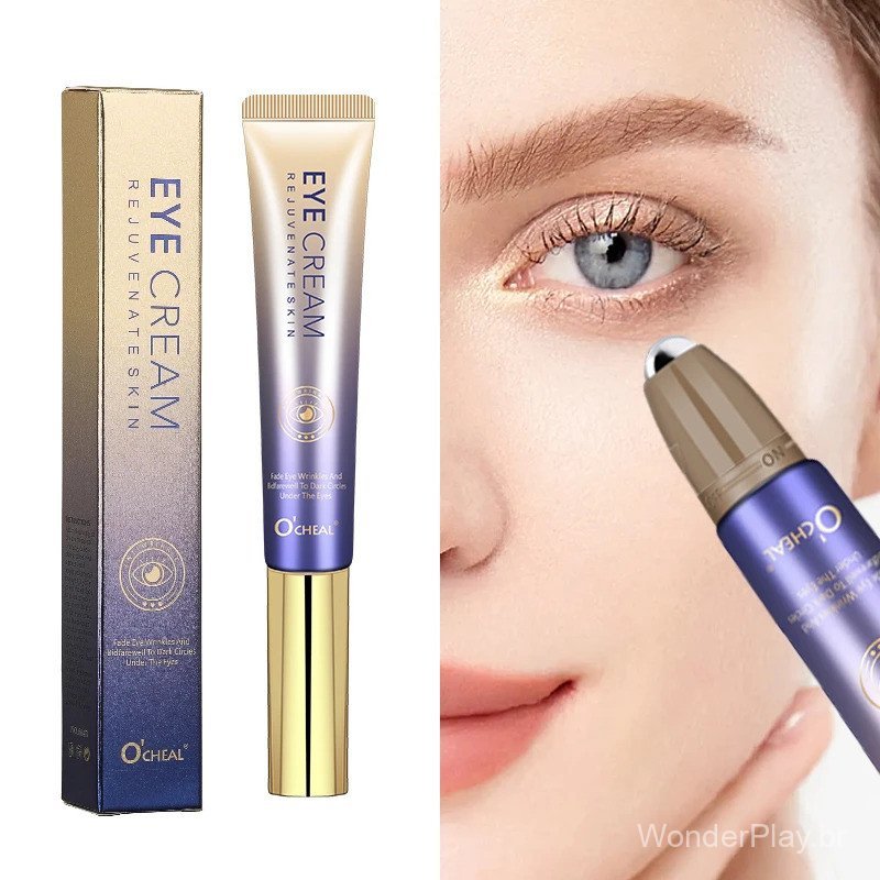 Creme para Olhos Anti-Rugas O'CHEAL com Bola de Rolo, Sérum Hidratante de Ácido Hialurônico de Secagem Rápida, Refrescan