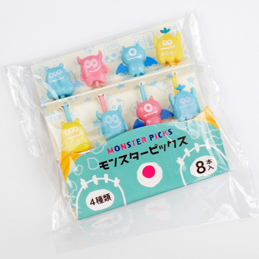 Garfos palitos petisco para lancheira monstrinhos kit cmo 8 unidades em Oferta na Shopee