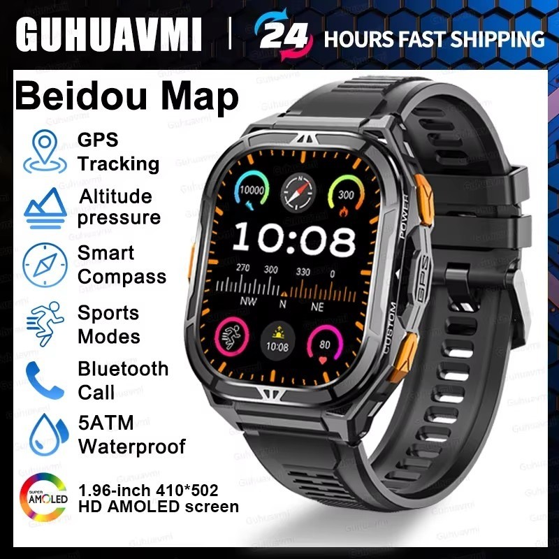 2026 Novo Tanque X5 Smartwatch 5ATM À Prova Dwaterproof Água GPS Rastreamento De Dupla Frequência 1.96 " AMOLED 530mAh B