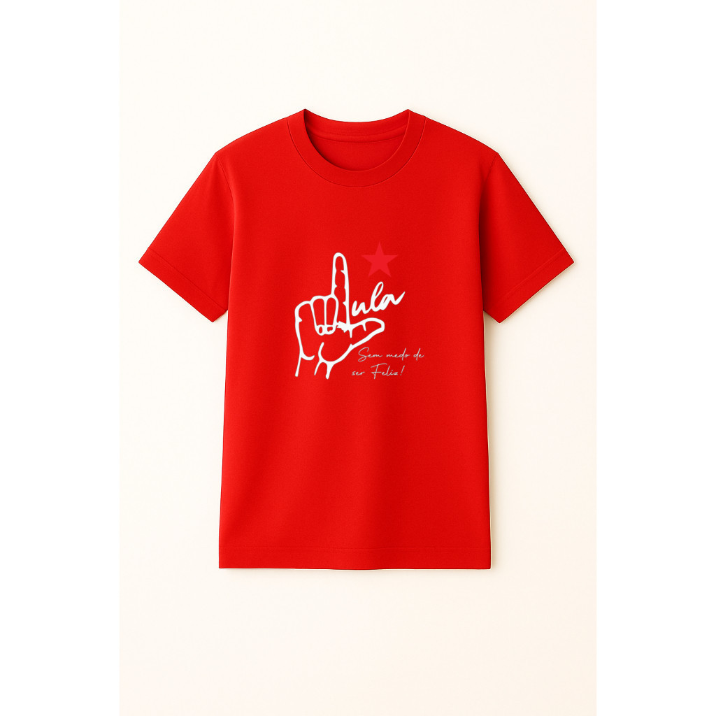 Camiseta Lula Presidente PT Faz o L Masculina Feminina Política