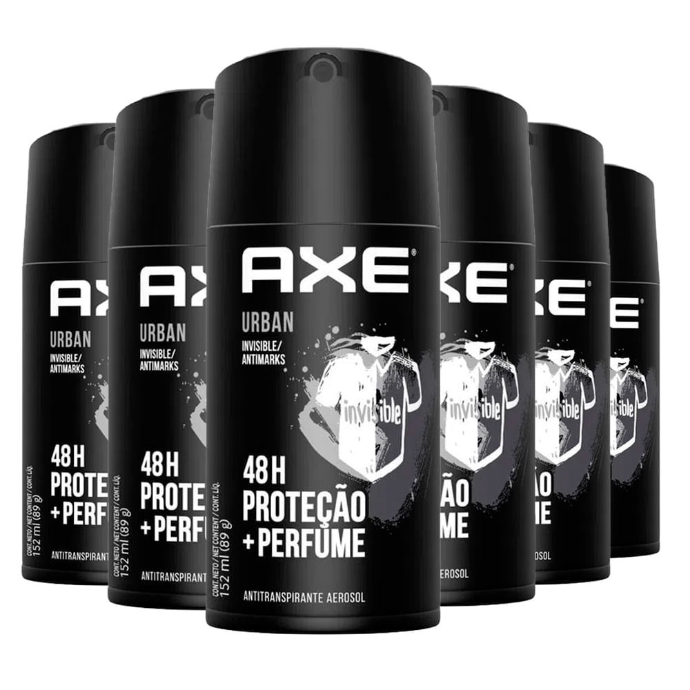 Kit Desodorante Antitranspirante Aerosol Masculino Axe Urban Anti Manchas 152ml/89g - 6 Unidades em Oferta na Shopee