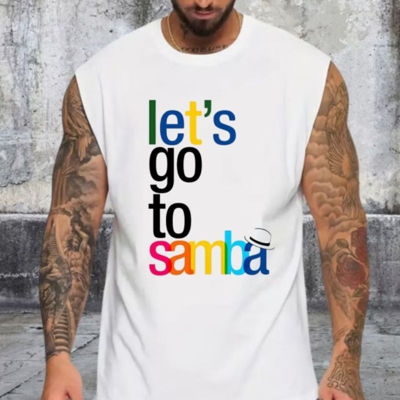 Regata Oversized Sleeveless Masculina Streetwear Estampada Carnaval Samba