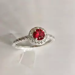Anel Prata 925 Pedra Colorida Redonda de Zircônias Joia Clássica De Luxo