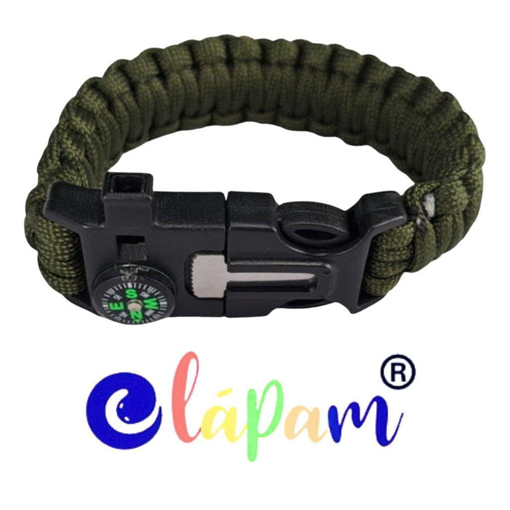 Paracord 550 Bracelete Multifunção Pulseira Sobrevivência Pederneira, Apito e Bússola