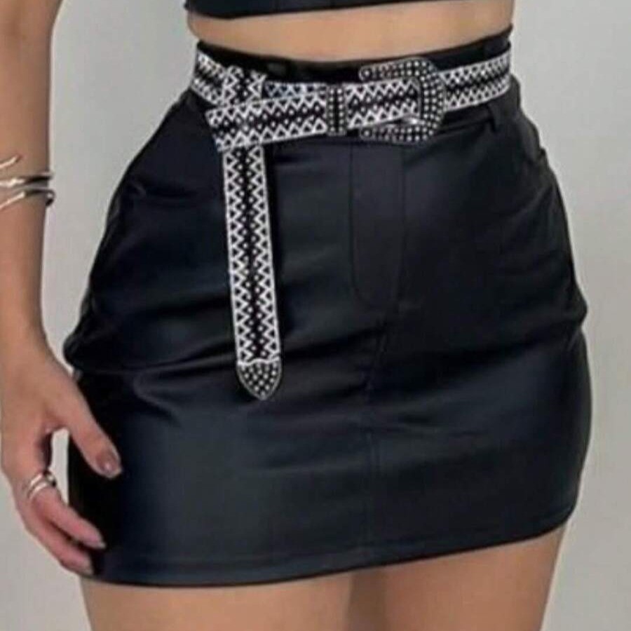 Saia de Courino Feminina – Elegância e Moda Outono/Inverno sem sinto em Oferta na Shopee