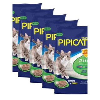 Kit 5 Areias Sanitárias Para Gatos Kelco Pipicat Classic 4kg