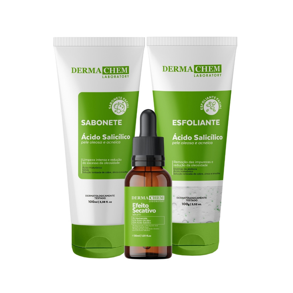 Kit Tratamento e Controle para Peles Oleosas Anti Acne uso diário com Ácido Salicílico