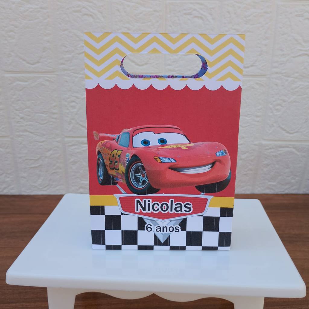 PEGUE E MONTE FESTA ANIVERSARIO Lembrancinha Sacolinha PP Personalizada Boca de Palhaço CARROS
