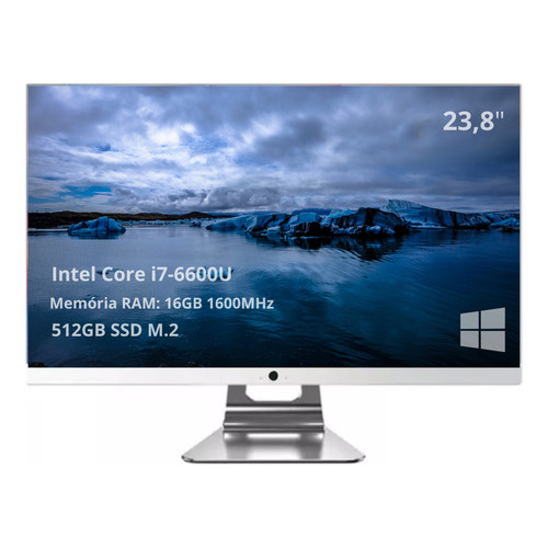 Computador All In One I7 Intel 16gb 23.8 Webcam Ssd 128GB + 500 GB HD Branco 127/220v