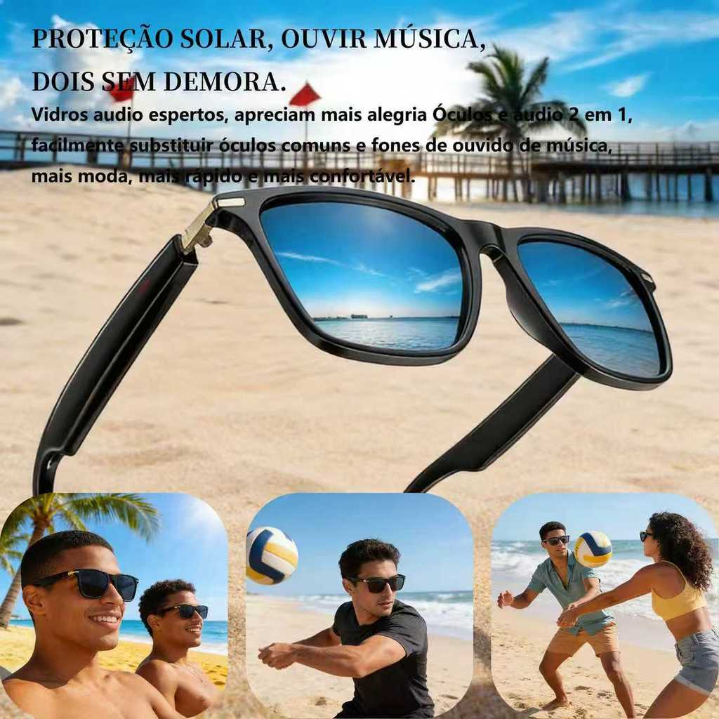 Óculos Inteligentes YJ-01 musica bluetooth antirruido esporte Ip68 2026 oculos de Sol e sem grau