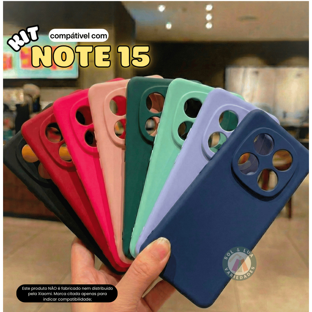 Kit Compatível com Xiaomi Redmi Note 15 Capa Capinha + Película Cerâmica Privaci