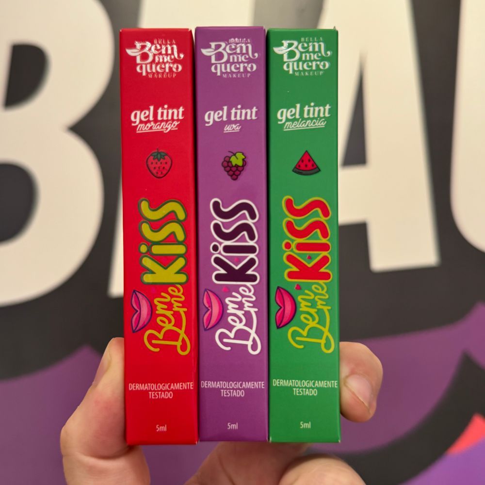 Lip Tint Gel Bem Me Quero Makeup Coleção Completa Morango Uva Melancia Alta Fixação Não Transfere