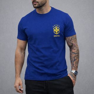 Camisa do Brasil Masculina Seleção Brasileira 100% Algodão Premium Copa do Mundo Hexa Estampa Brasil em Oferta na Shopee