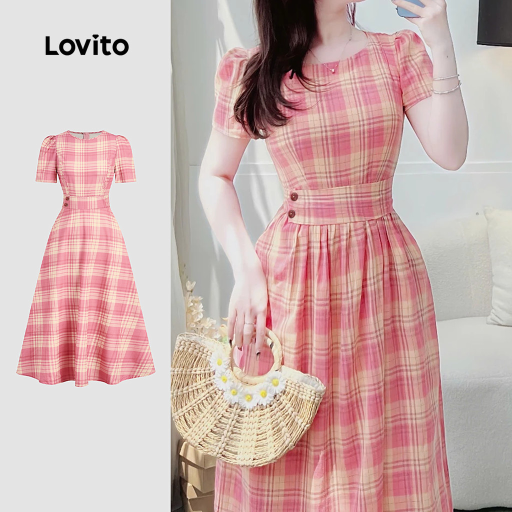 Lovito Vestido Casual com Botões para Primavera/verão para Mulheres L154ED376 em Oferta na Shopee