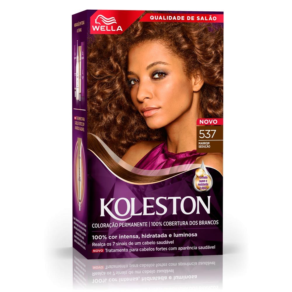 Tintura Creme Koleston Wella Marrom Sedução 537 Kit em Oferta na Shopee