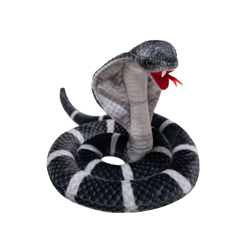 Bonito boca aberta cobra boneca brinquedo de pelúcia indiano cobra rei cobra boneca sangue frio Animal presente de Hallo