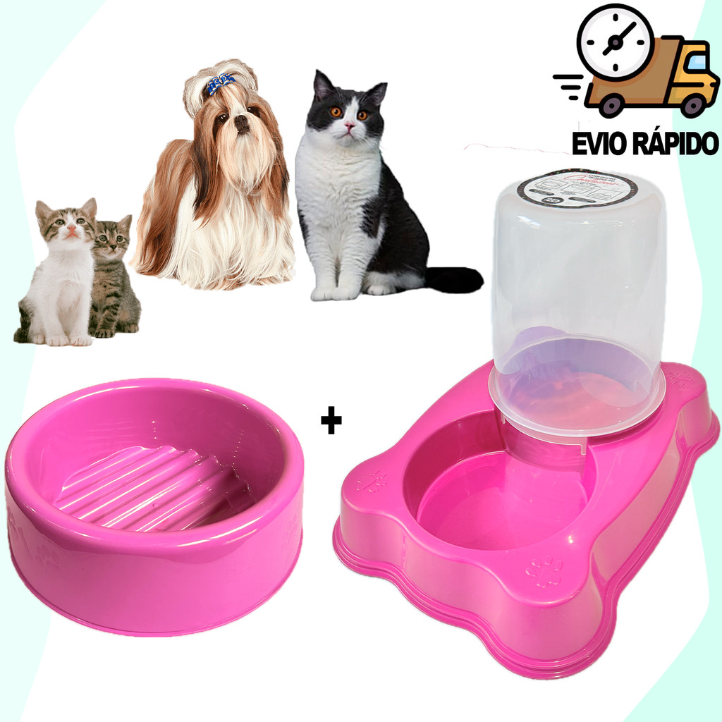 Bebedouro Automático Para Cães e Gatos 1,5L Com Comedouro 600ml Cachorro Gato Alimentador Pet