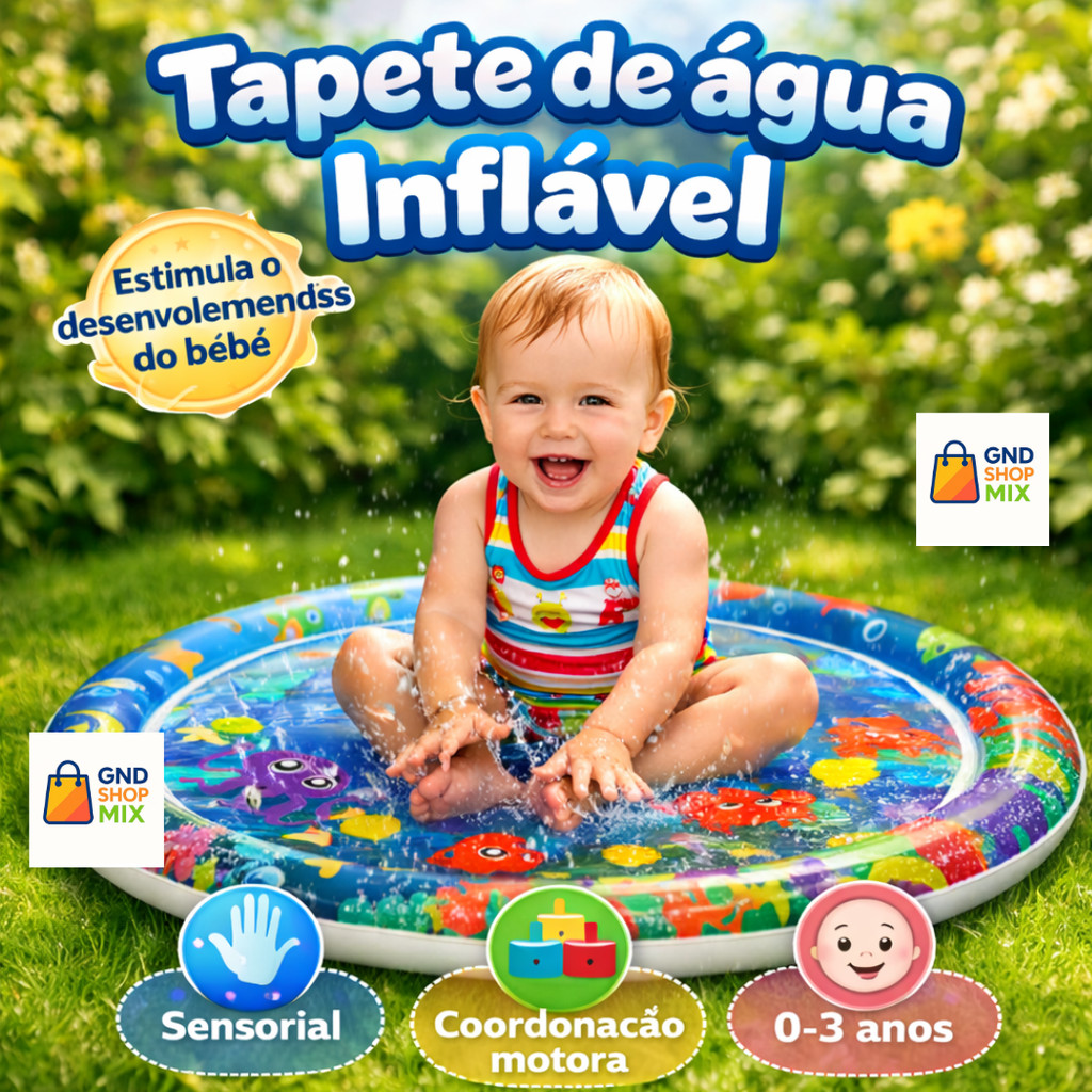 Tapete De Água Interativo Inflável Para Pets e Bebês Sensorial Com Peixe De Estimação Reforçado Grande