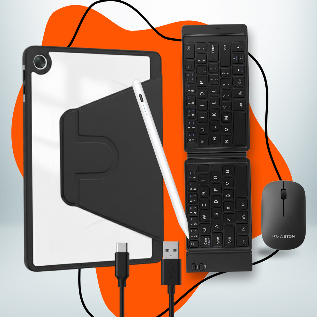 Kit Capa Teclado Mouse Para Tab Galaxy A9 8.7 Preto Unissex