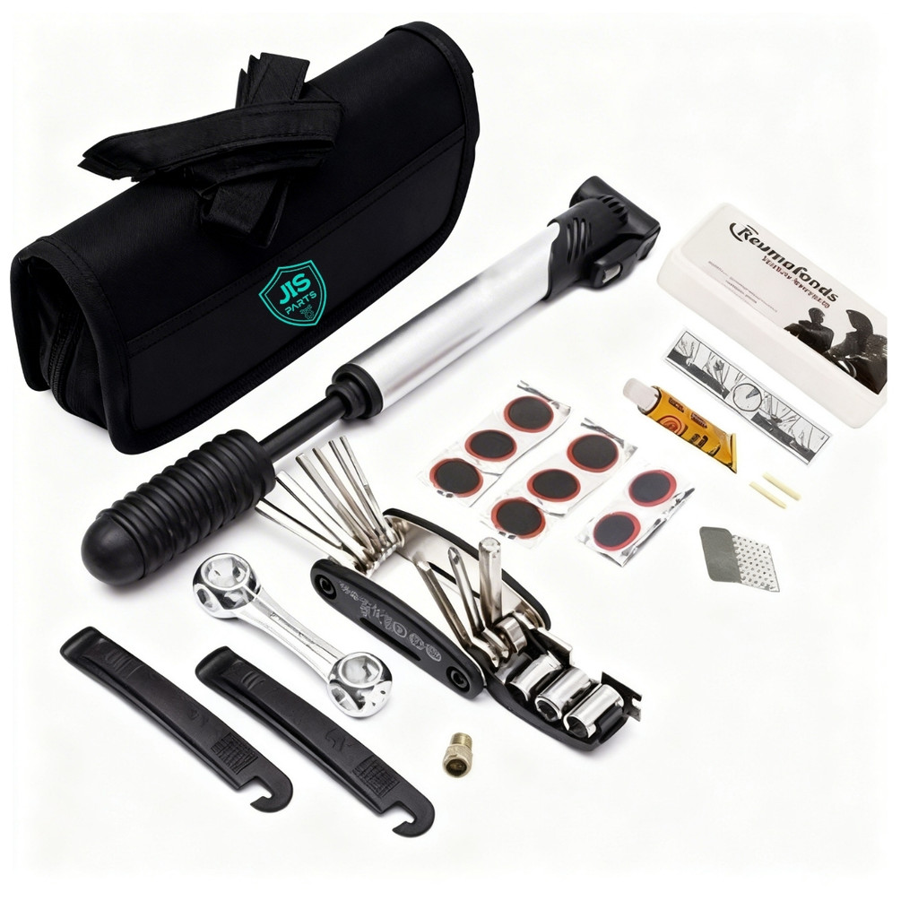 Kit Ferramentas Bike Reparo Remendo Pneu Bomba De Ar Bolsa De Quadro Bicicleta Jis Parts